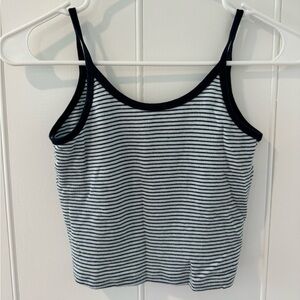 Navy and Blue Pull&Bear Striped Crop Tank